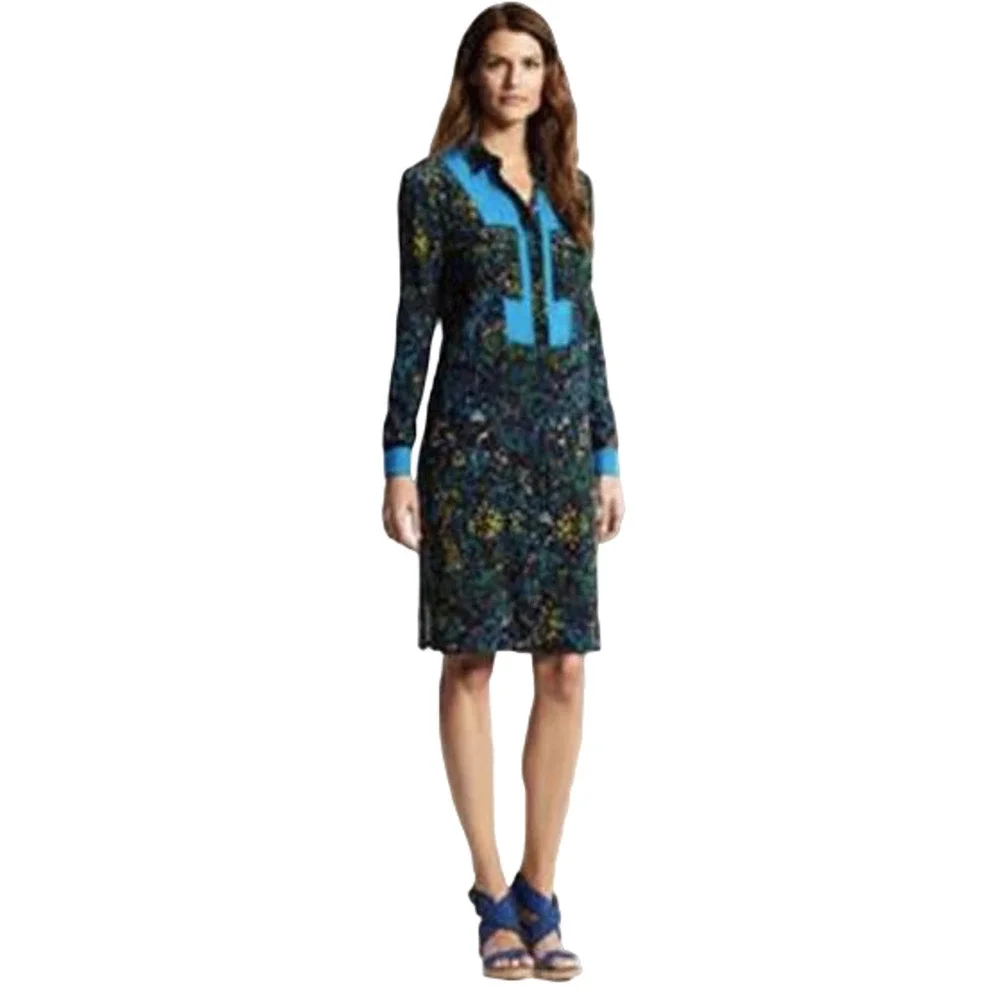 Derek Lam Design Nation Black Blue Abstract Colorful Tunic Shirt Dress S - Picture 9 of 11